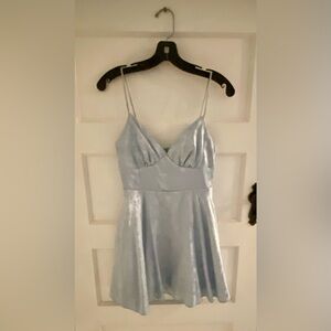 Windsor Light Blue Satin Mini Dress, size 1/2